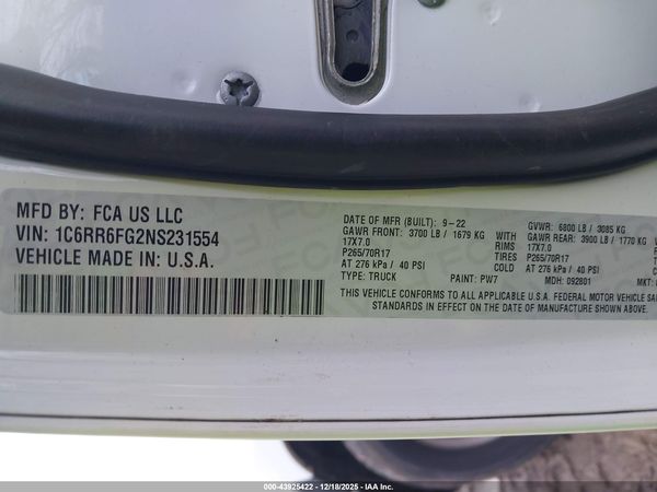 2022 RAM 1500 CLASSIC TRADESMAN  4X2 6'4 BOX