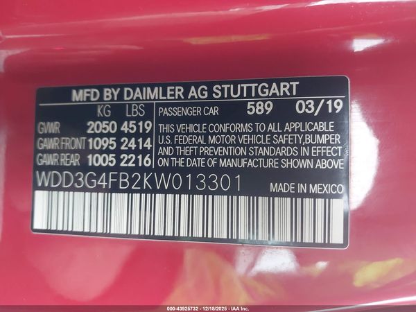 2019 MERCEDES-BENZ A 220 4MATIC