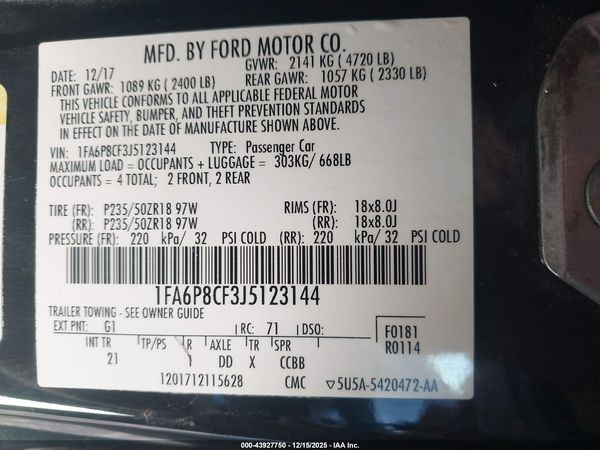 2018 FORD MUSTANG GT