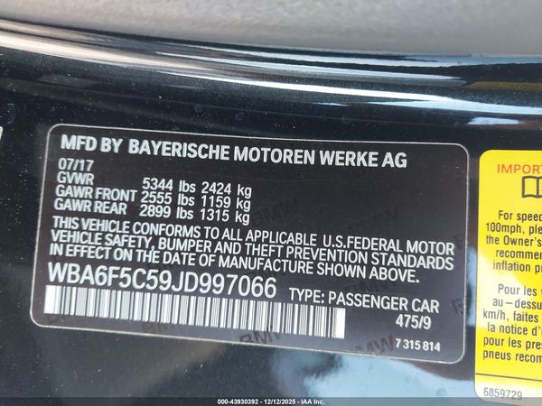 2018 BMW 650I