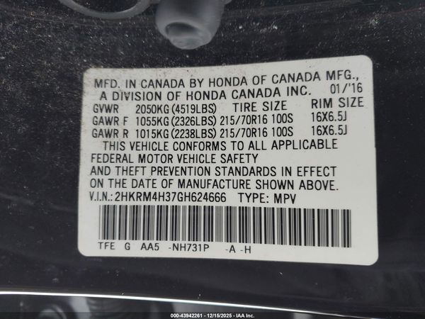 2016 HONDA CR-V LX