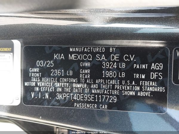 2025 KIA K4 LXS