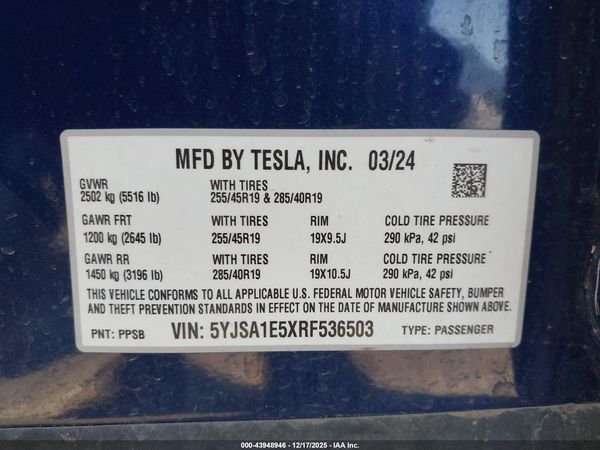2024 TESLA MODEL S LONG RANGE