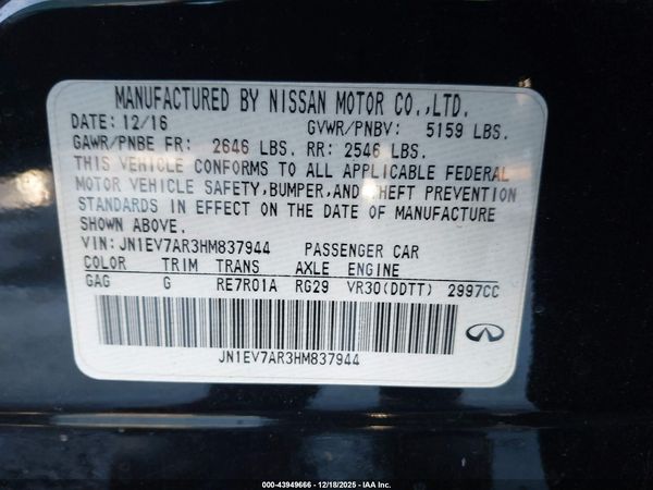 2017 INFINITI Q50 3.0T SIGNATURE EDITION