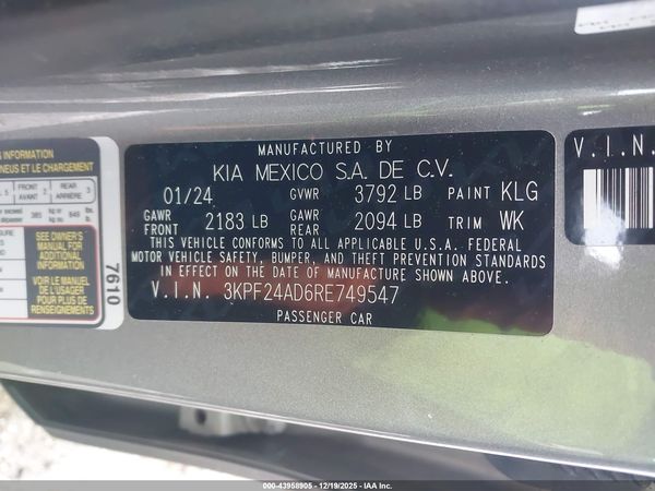 2024 KIA FORTE LXS
