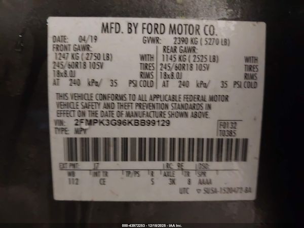 2019 FORD EDGE SE — I9