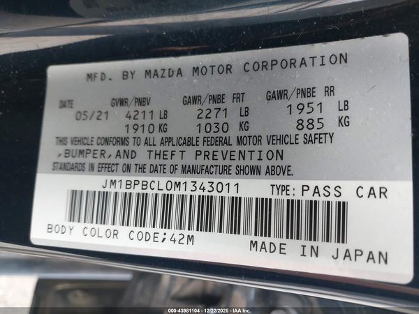 2021 MAZDA MAZDA3 PREFERRED