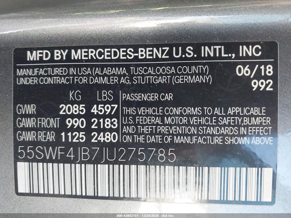 2018 MERCEDES-BENZ C 300 C300