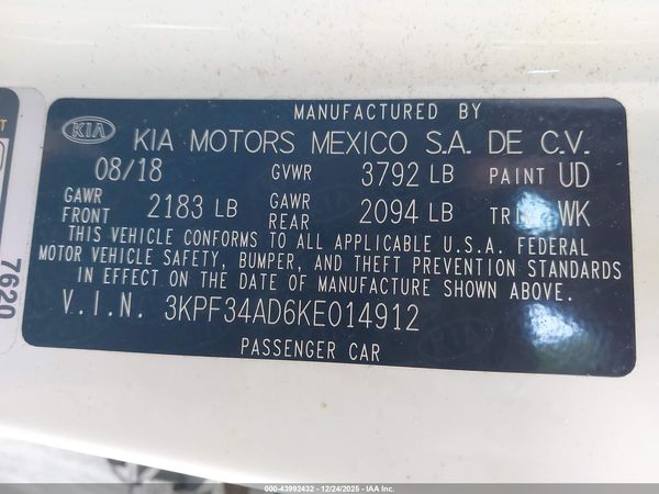 2019 KIA FORTE S