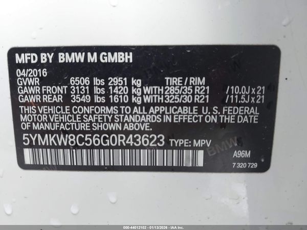 2016 BMW X6 M
