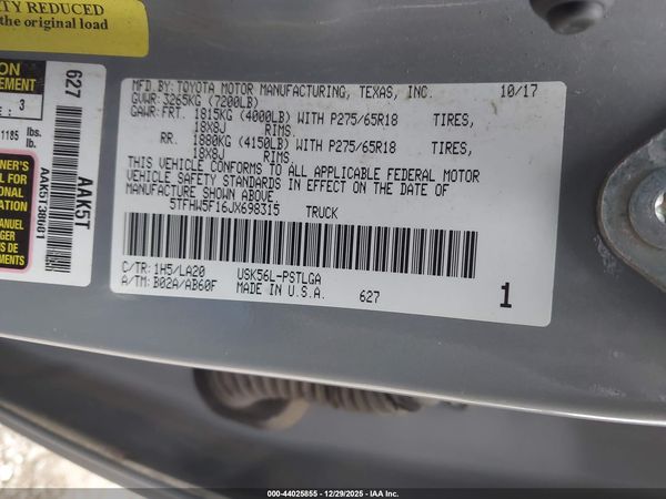 2018 TOYOTA TUNDRA LIMITED 5.7L V8