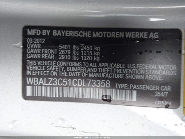 2012 BMW 650I