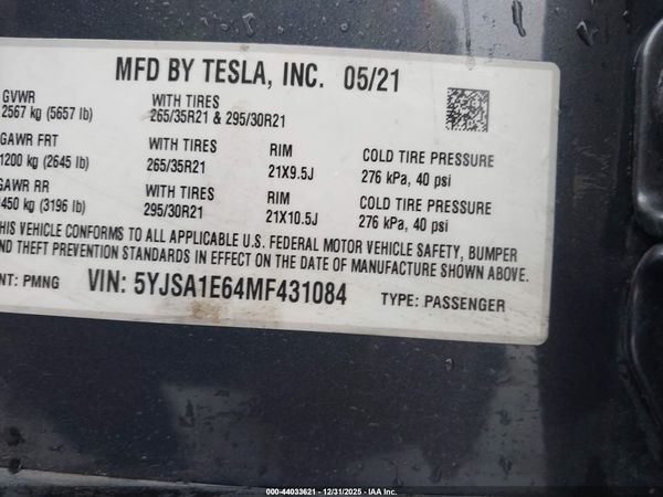 2021 TESLA MODEL S