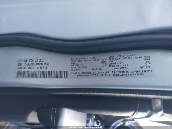 2021 JEEP GRAND CHEROKEE L OVERLAND 4X4