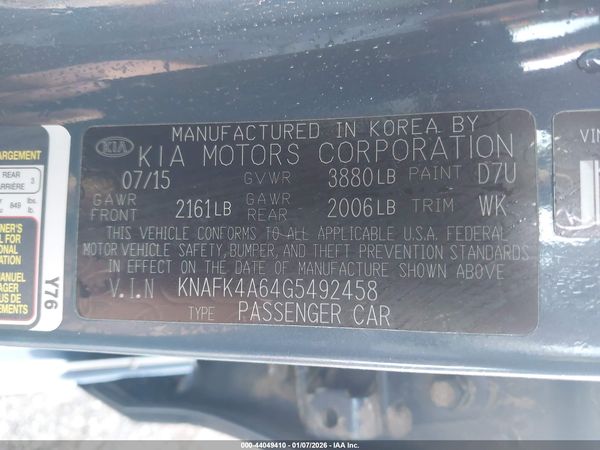 2016 KIA FORTE LX