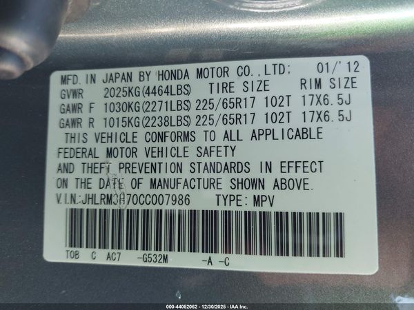 2012 HONDA CR-V EX-L