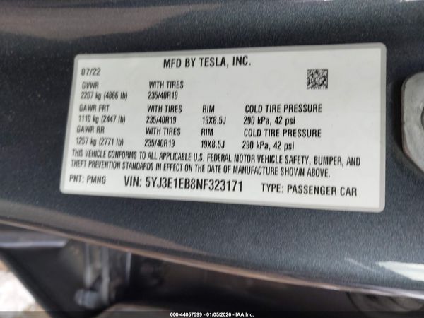 2022 TESLA MODEL 3