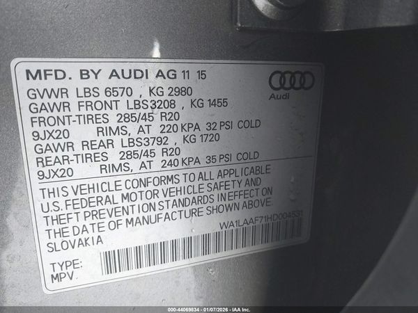 2017 AUDI Q7 3.0T PREMIUM — I9