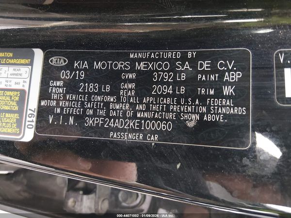 2019 KIA FORTE LXS