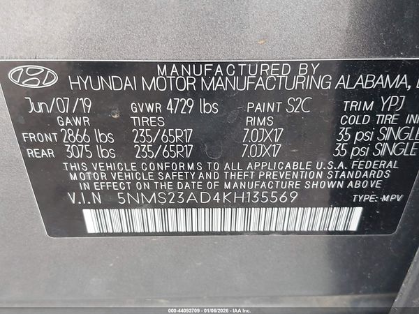 2019 HYUNDAI SANTA FE SE