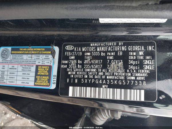 2019 KIA SORENTO 2.4L L
