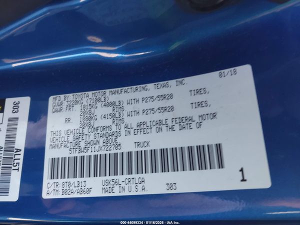 2018 TOYOTA TUNDRA LIMITED 5.7L V8