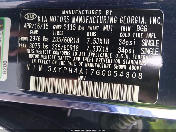2016 KIA SORENTO 2.0T EX