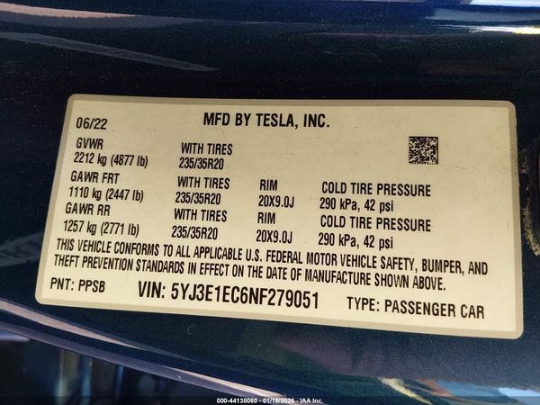 2022 TESLA MODEL 3