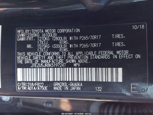 2019 TOYOTA 4RUNNER SR5