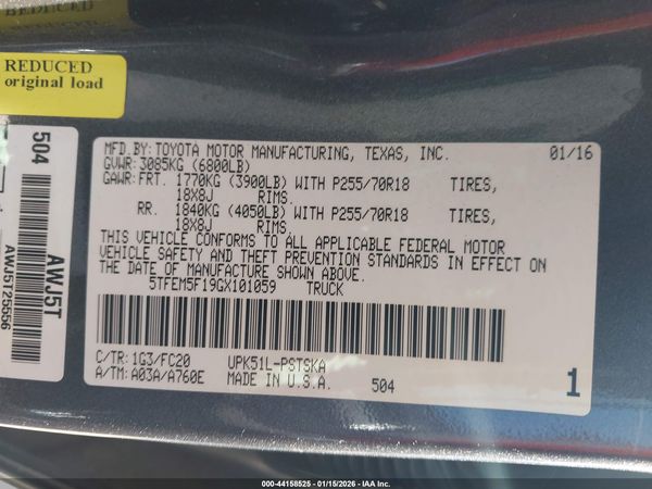 2016 TOYOTA TUNDRA SR5 4.6L V8
