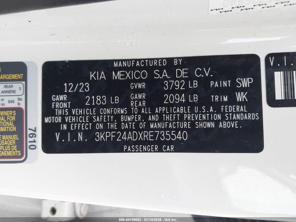 2024 KIA FORTE LXS