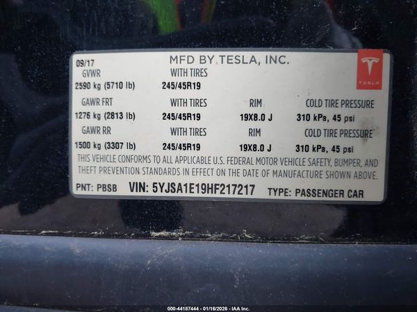 2017 TESLA MODEL S 60/75