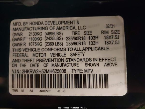 2021 HONDA CR-V AWD EX