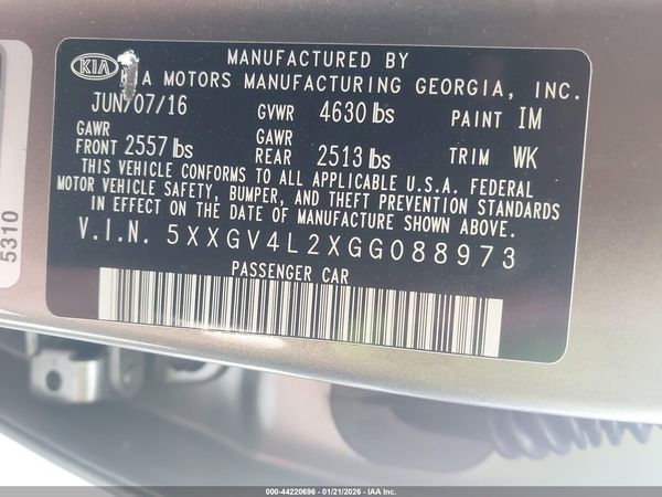 2016 KIA OPTIMA SXL TURBO