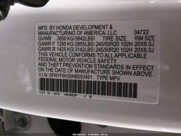 2022 HONDA PILOT AWD SPORT