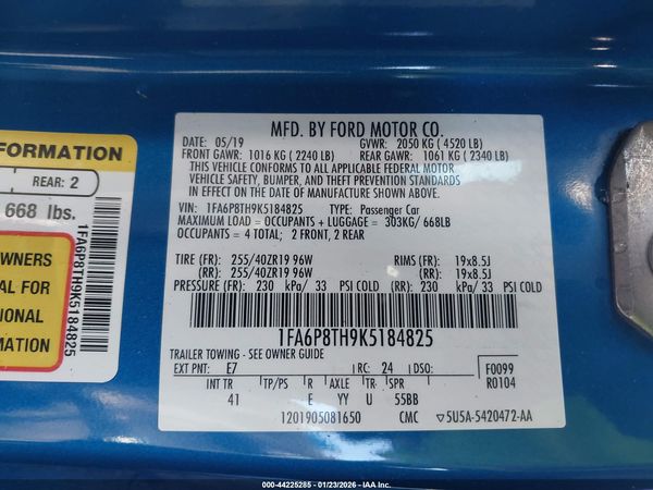 2019 FORD MUSTANG ECOBOOST PREMIUM
