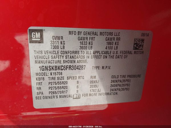 2015 CHEVROLET TAHOE LT — I9