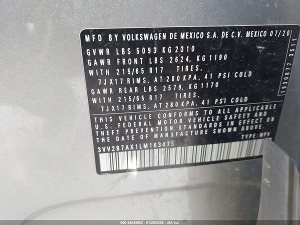 2020 VOLKSWAGEN TIGUAN 4Motion SE, 4Motion SEL — I9