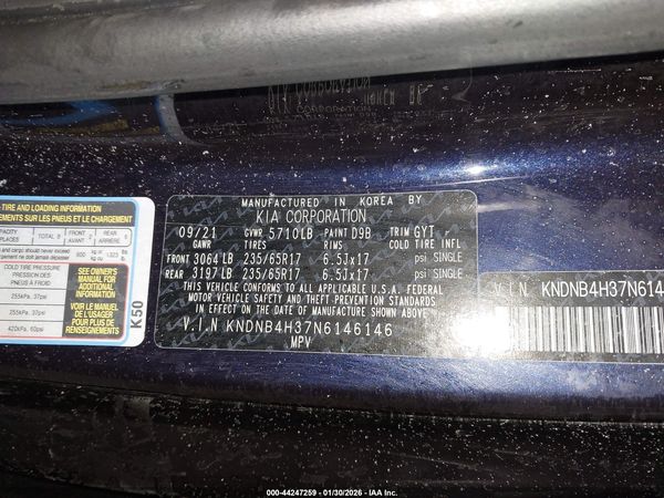 2022 KIA CARNIVAL MPV LX SEAT PACKAGE