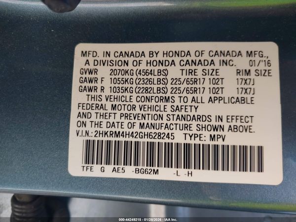 2016 HONDA CR-V SE