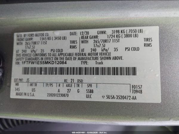 2021 FORD F-150 XLT