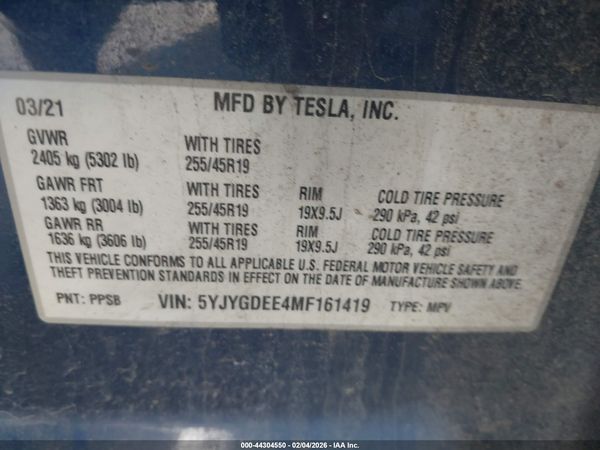 2021 TESLA MODEL Y