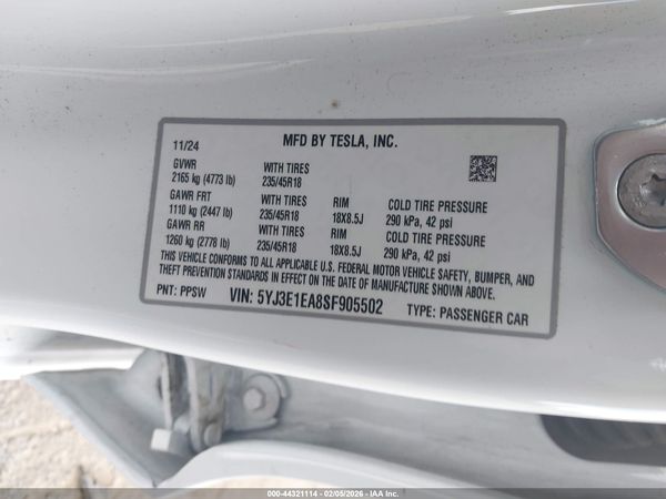 2025 TESLA MODEL 3