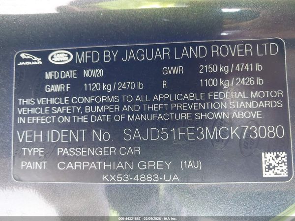 2021 JAGUAR F-TYPE R AWD AUTOMATIC