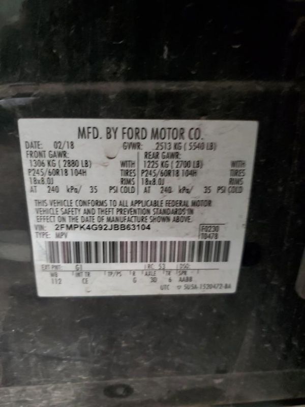 2018 FORD EDGE SE — VINS