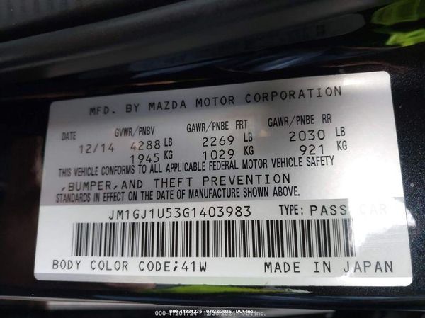 2016 MAZDA MAZDA6 I SPORT