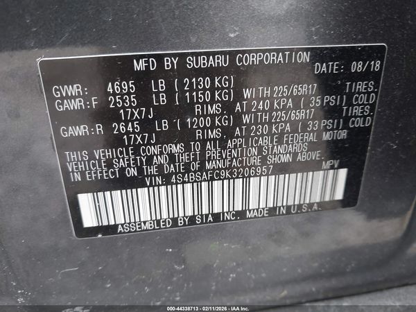 2019 SUBARU OUTBACK 2.5I PREMIUM