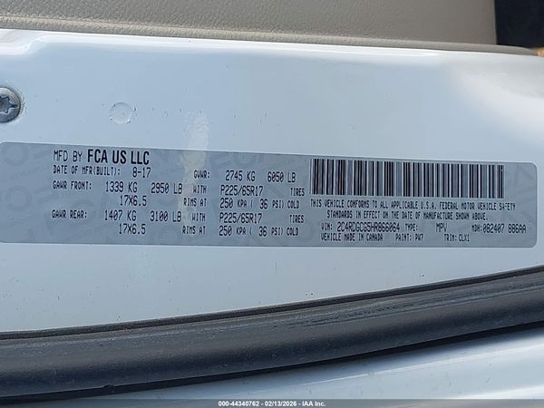 2017 DODGE GRAND CARAVAN SXT — I9