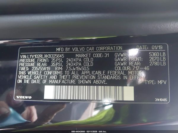 2019 VOLVO XC60 T5 INSCRIPTION