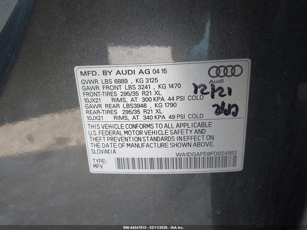 2015 AUDI Q7 3.0T S LINE PRESTIGE
